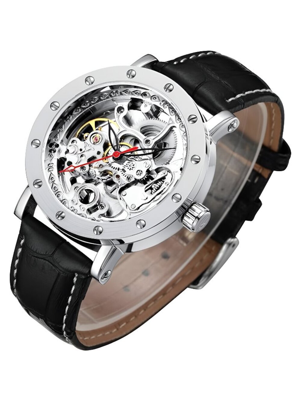 Mechanical Stainless Steel Skeleton Steampunk Design Automatic Wrist Watch